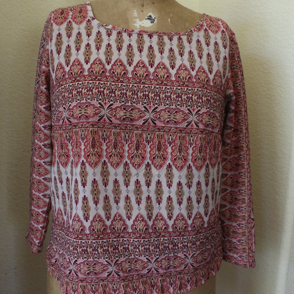 Boho Blush & Burgundy Top